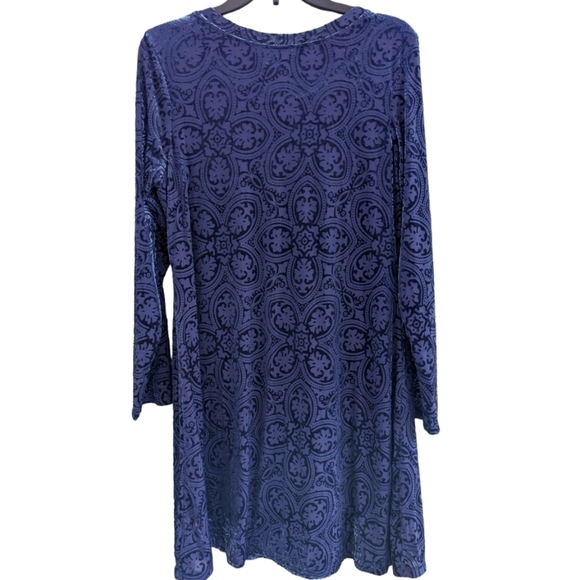 Hope & Harlow Midnight Blue Velvet Scoop Neck Flare Dress Size 14 EUC - Picture 2 of 5